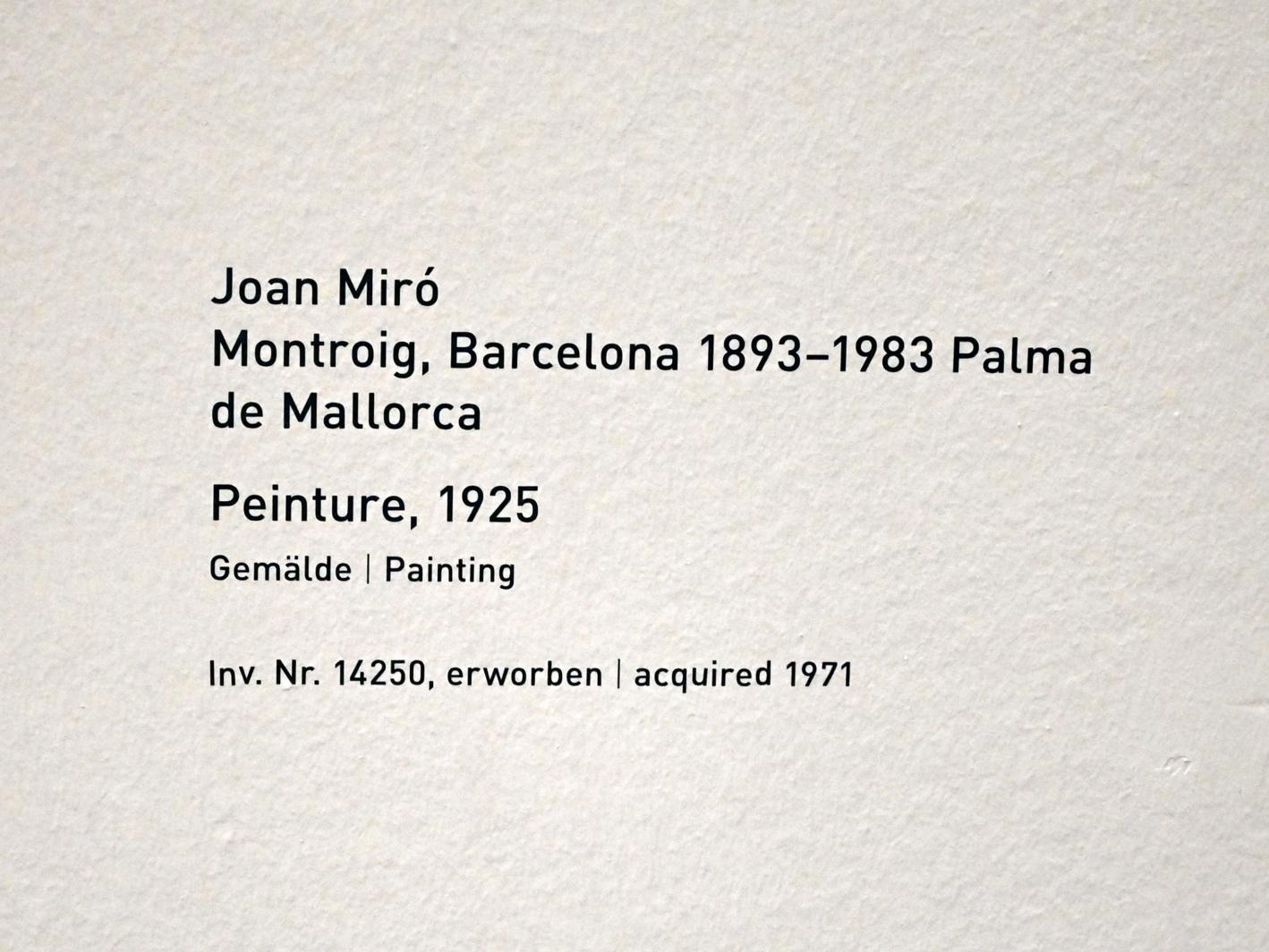 Joan Miró (1917–1970), Peinture - Gemälde, München, Pinakothek der Moderne, Saal 15, 1925, Bild 2/2
