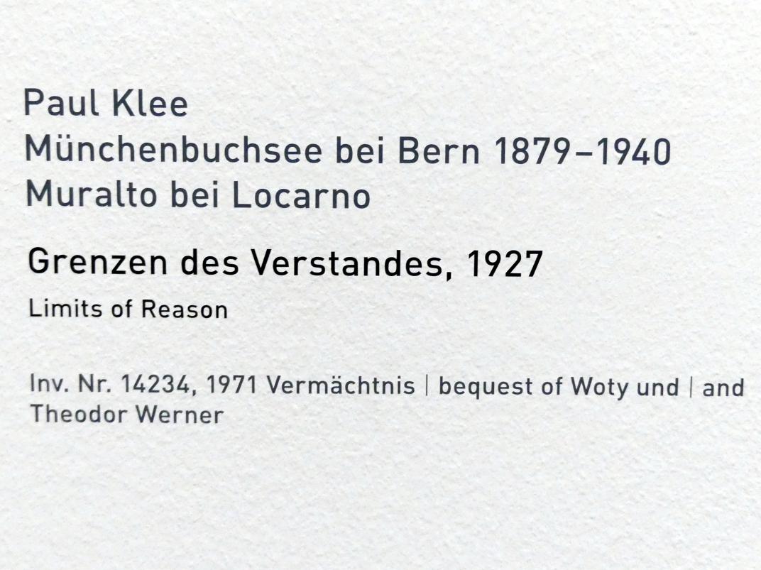 Paul Klee (1904–1940), Grenzen des Verstandes, München, Pinakothek der Moderne, Saal 12, 1927, Bild 2/2