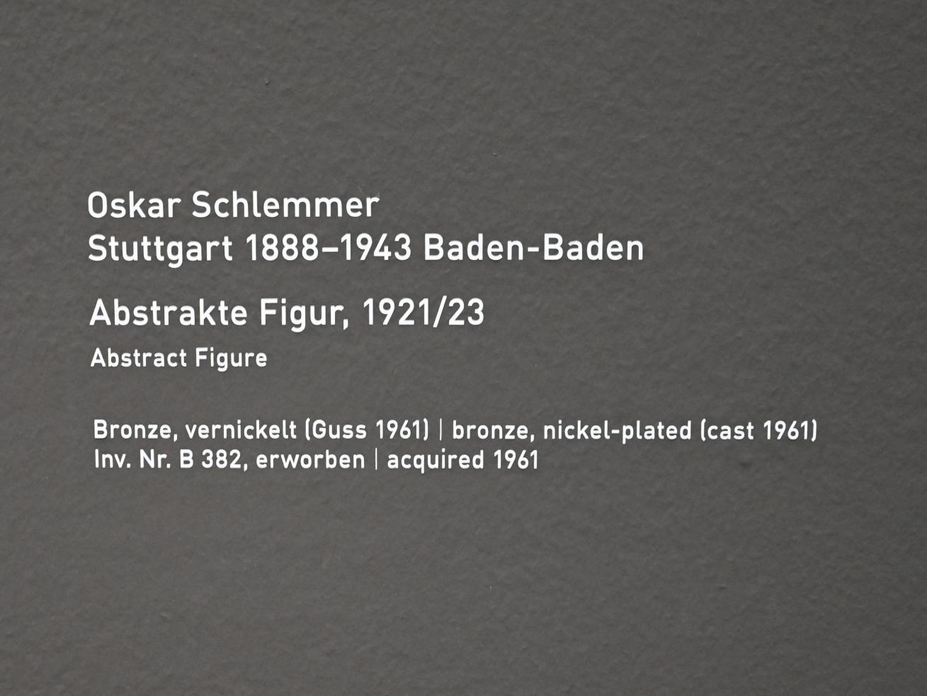 Oskar Schlemmer (1919–1937), Abstrakte Figur, München, Pinakothek der Moderne, Saal 11, 1921–1923, Bild 5/5