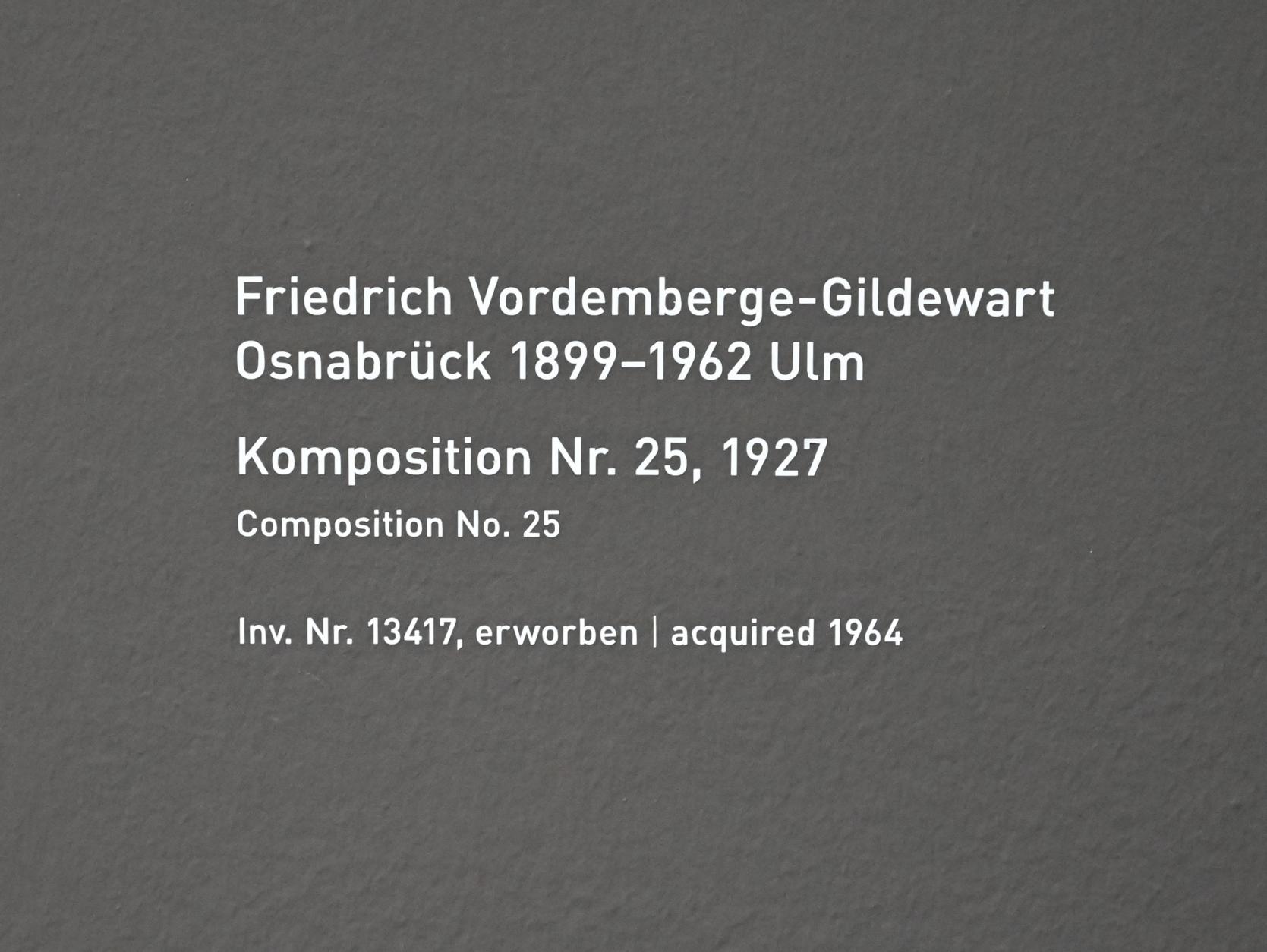 Friedrich Vordemberge-Gildewart (1927–1962), Komposition Nr. 25, München, Pinakothek der Moderne, Saal 11, 1927, Bild 2/2