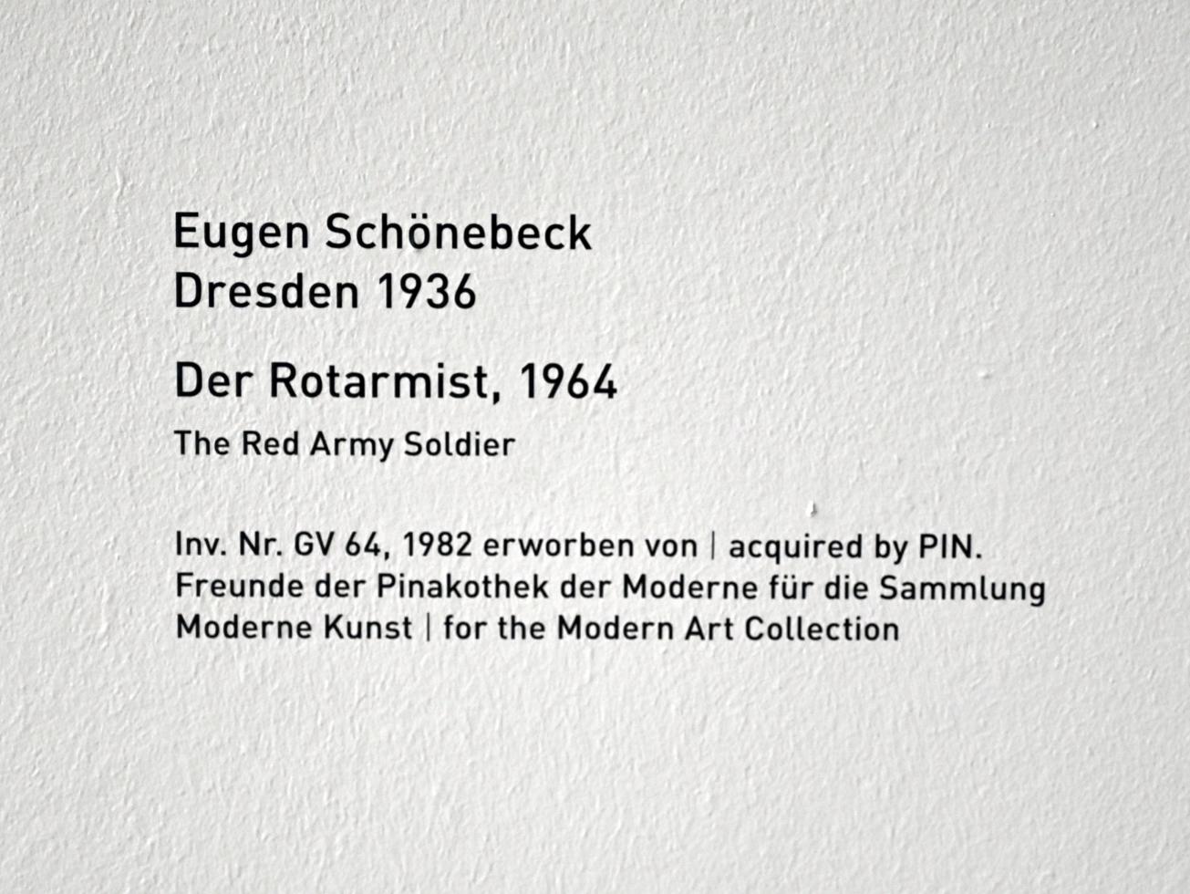 Eugen Schönebeck (1963–1965), Der Rotarmist, München, Pinakothek der Moderne, Gang im Ostflügel, 1964, Bild 2/2