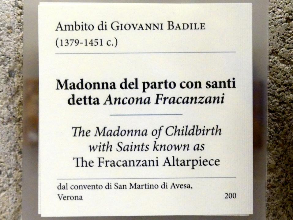Giovanni Badile (Umkreis) (1428), Mariä Erwartung mit Heiligen (Fracanzani Altar), Verona, Chiesa Parrocchiale di San Martino Vescovo in Avesa, jetzt Verona, Museo di Castelvecchio, Saal 11, 1428, Bild 2/2