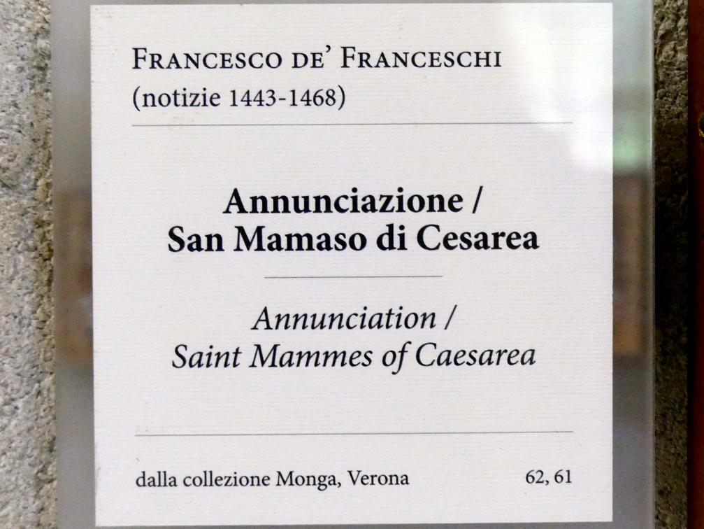 Francesco de 'Franceschi (Undatiert), Verkündigung an Maria, Verona, Museo di Castelvecchio, Saal 11, Undatiert, Bild 2/2