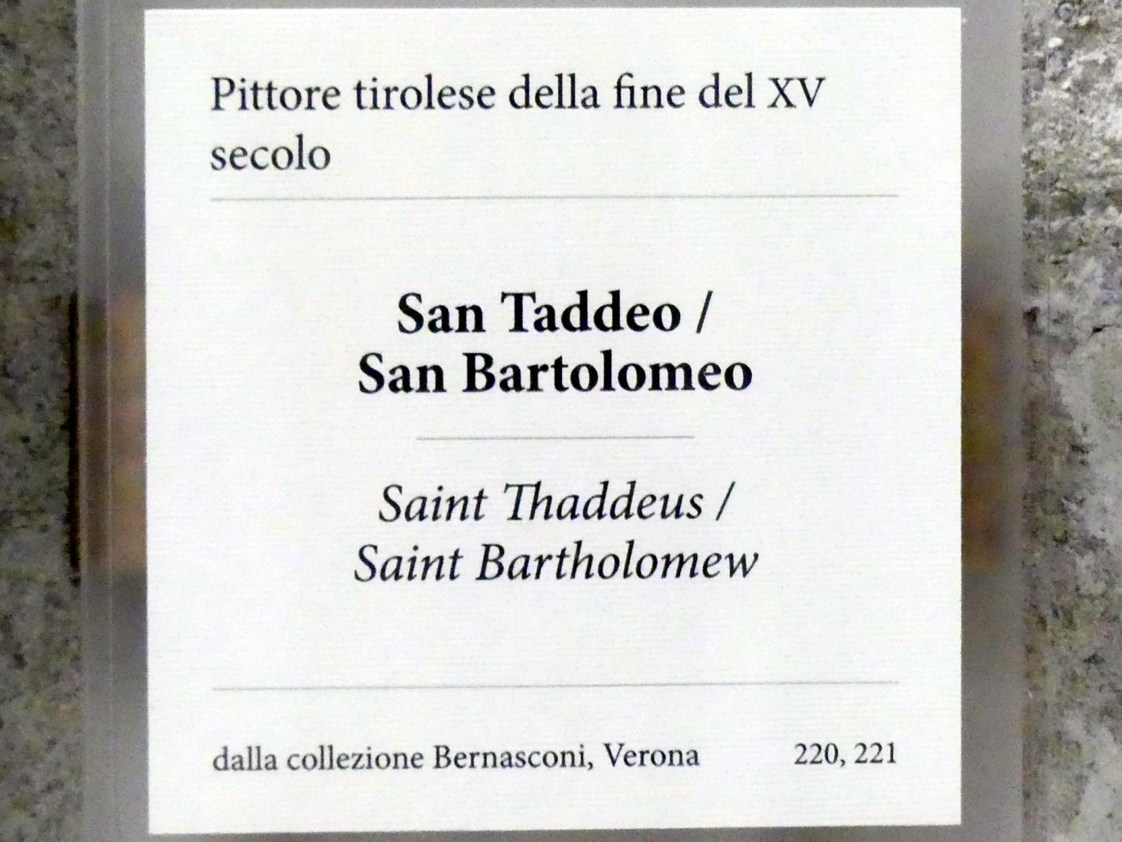 Heiliger Judas Thaddäus, heiliger Bartholomäus, Verona, Museo di Castelvecchio, Saal 11, Ende 15. Jhd., Bild 2/2