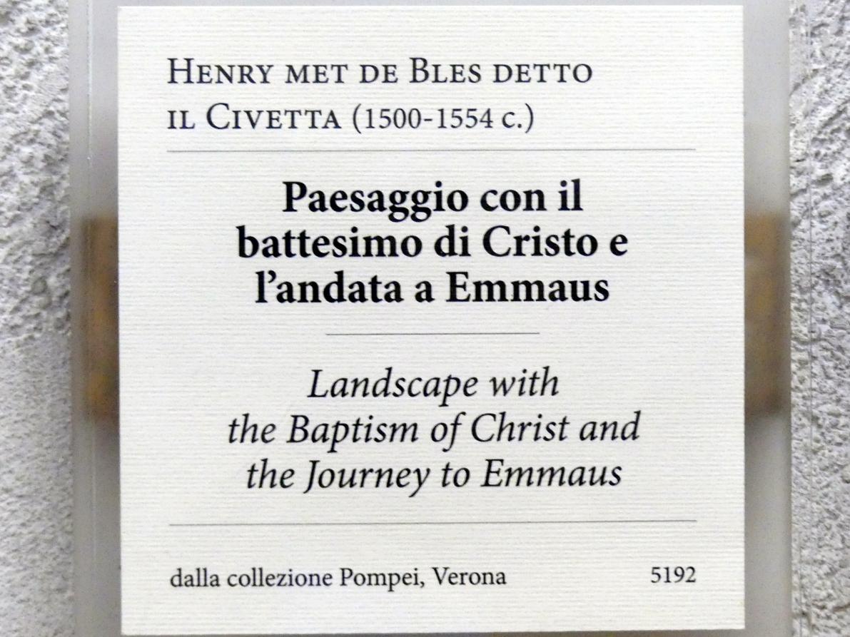 Herri met de Bles (1535–1550), Landschaft mit der Taufe Jesu und dem Gang nach Emmaus, Verona, Museo di Castelvecchio, Saal 12, Undatiert, Bild 2/2