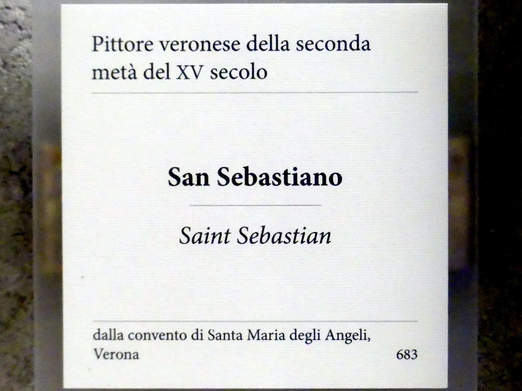 Hl. Sebastian, Verona, convento Santa Maria degli Angeli, jetzt Verona, Museo di Castelvecchio, Saal 17, 2. Hälfte 15. Jhd., Bild 2/2