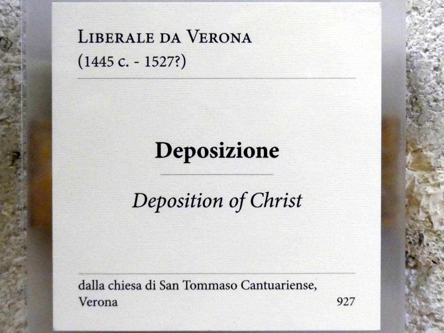 Liberale da Verona (1469–1515), Kreuzabnahme Christi, Verona, Chiesa di San Tommaso Cantuariense, jetzt Verona, Museo di Castelvecchio, Saal 16, Undatiert, Bild 2/2