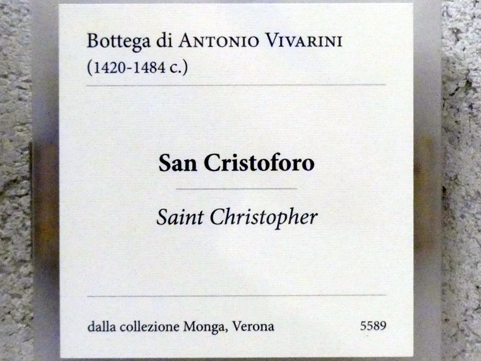 Antonio Vivarini (Werkstatt) (Undatiert), Heiliger Christophorus, Verona, Museo di Castelvecchio, Saal 15, Undatiert, Bild 2/2