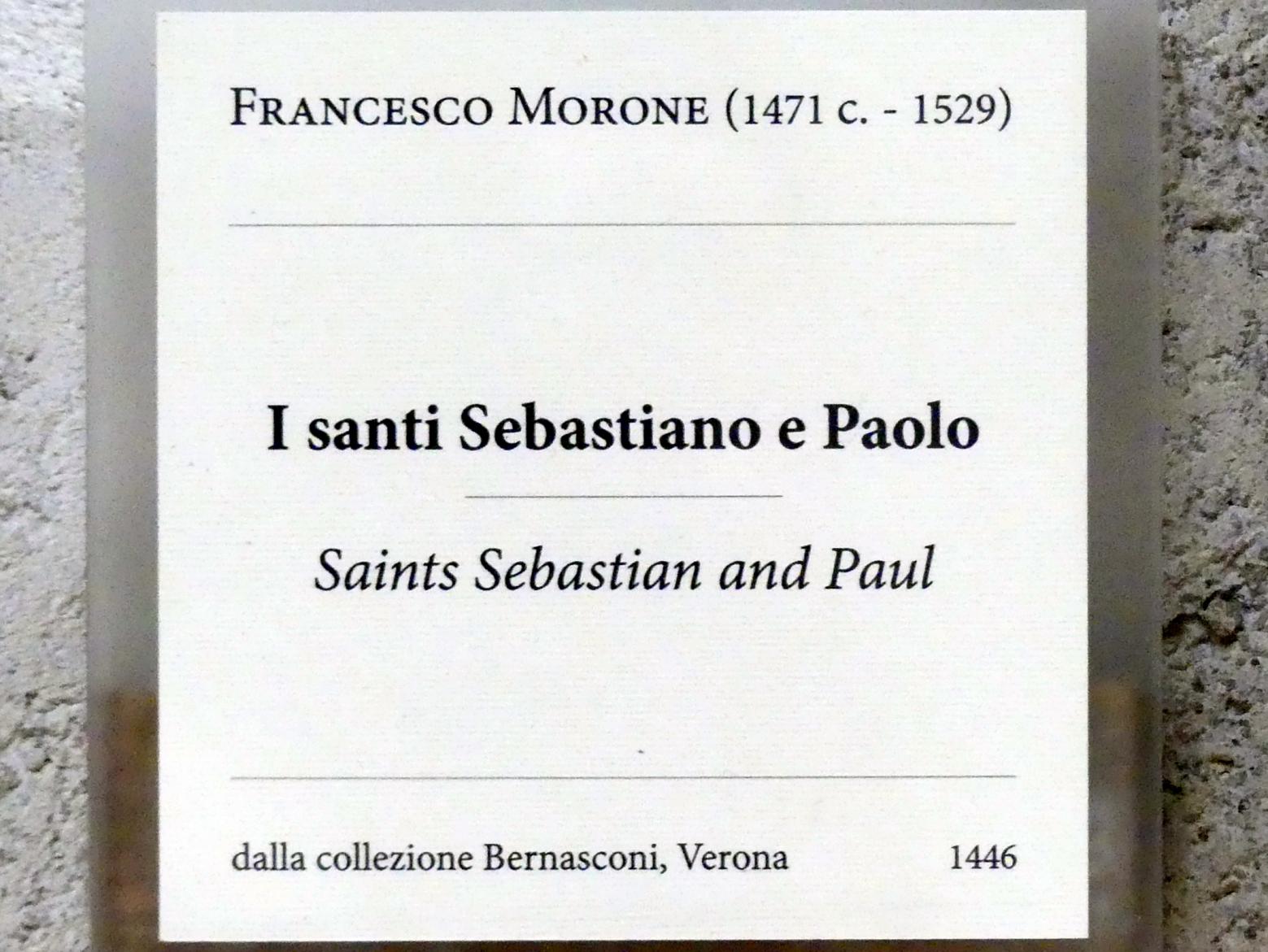 Francesco Morone (1515–1526), Die Heiligen Sebastian und Paulus, Verona, Museo di Castelvecchio, Saal 14, Undatiert, Bild 2/2