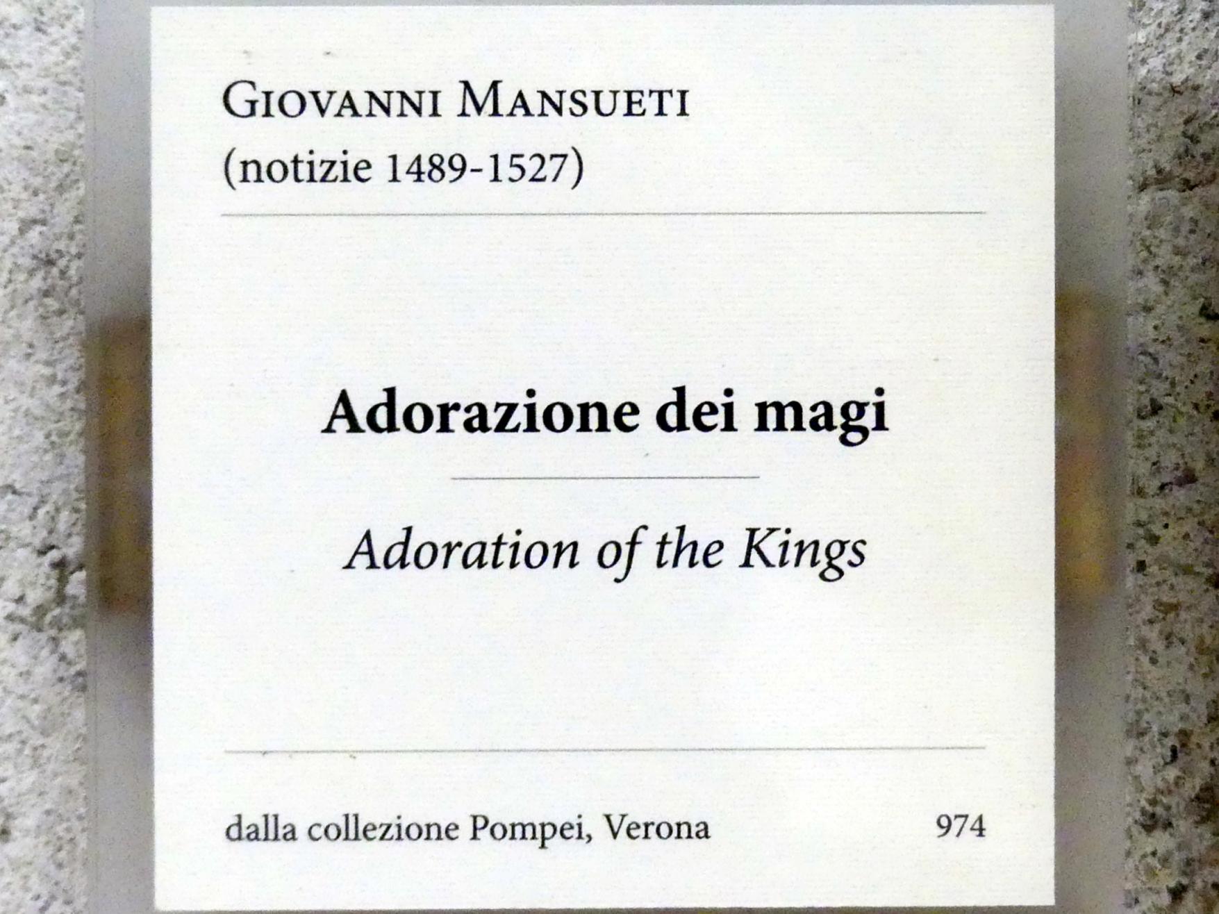 Giovanni di Niccolò Mansueti (1500–1502), Anbetung der Könige, Verona, Museo di Castelvecchio, Saal 13, Undatiert, Bild 2/2