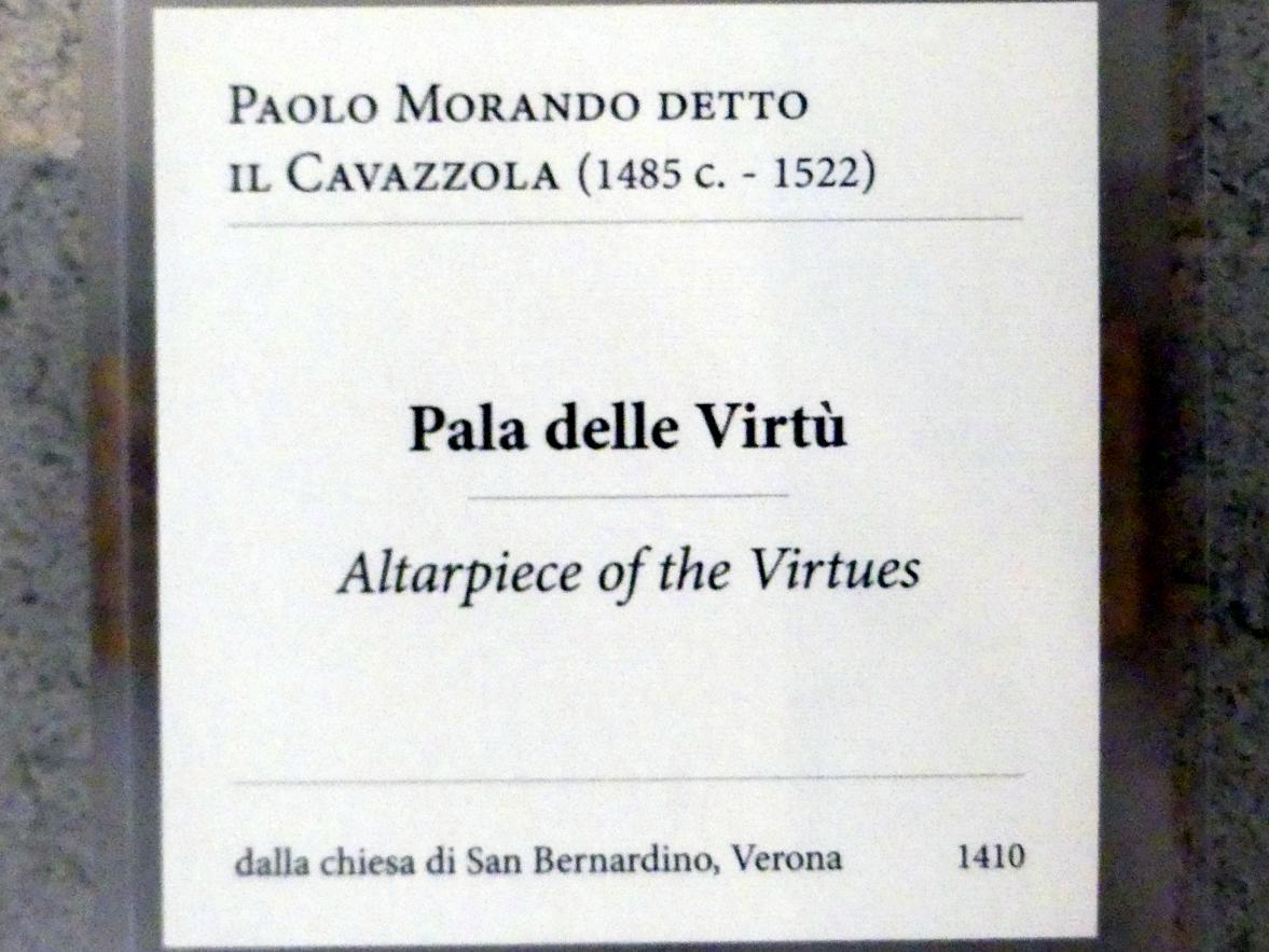 Paolo Morando (Cavazzola) (1504–1522), Altar der Tugenden, Verona, chiesa San Bernardino, jetzt Verona, Museo di Castelvecchio, Saal 20, 1522, Bild 2/2
