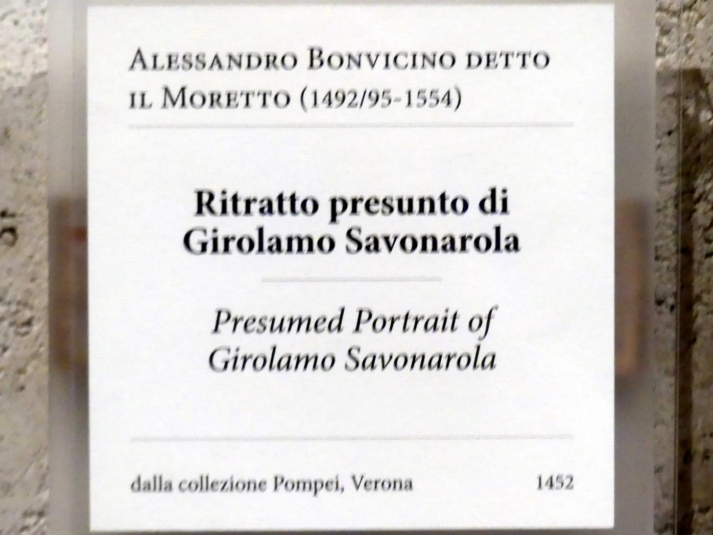 Alessandro Bonvicino (Moretto) (1517–1554), Bildnis eines Geistlichen, Verona, Museo di Castelvecchio, Saal 21, 1524, Bild 2/2