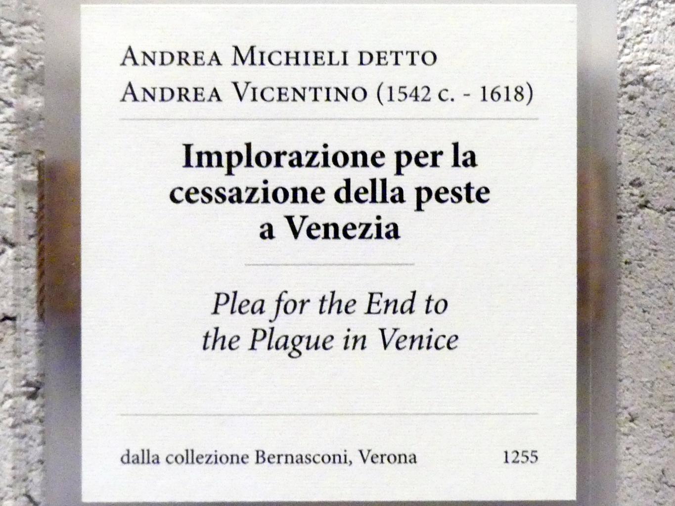 Andrea Vicentino (Andrea Michieli) (Undatiert), Flehen um das Ende der Pest in Venedig, Verona, Museo di Castelvecchio, Saal 23, Undatiert, Bild 2/2