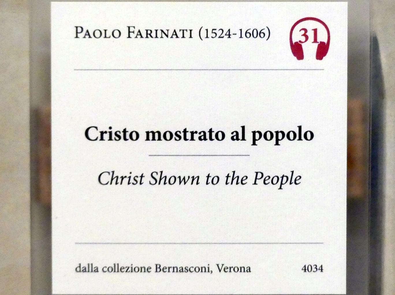 Paolo Farinato (Paolo Farinati) (1562), Christus vor dem Volk, Verona, Museo di Castelvecchio, Saal 23, 1562, Bild 2/2