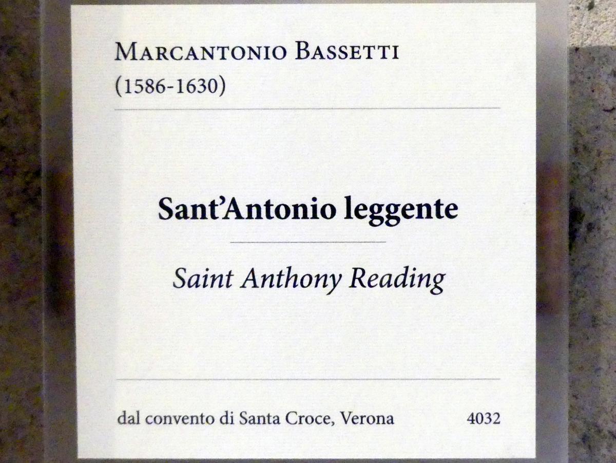 Marcantonio Bassetti (1626), Heiliger Antonius von Padua, Verona, Oratorio Santa Croce, jetzt Verona, Museo di Castelvecchio, Saal 24, Undatiert, Bild 2/2