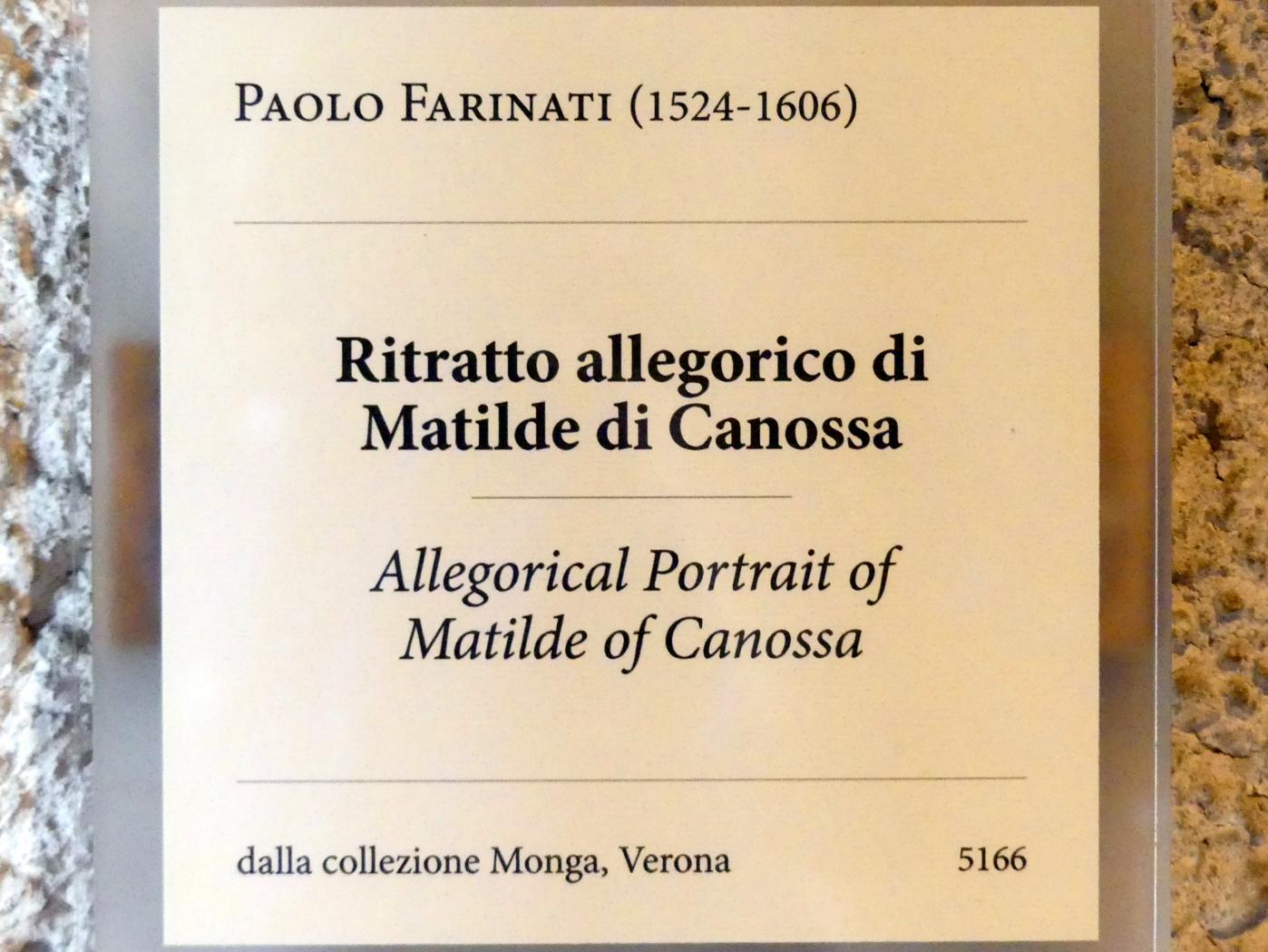 Paolo Farinato (Paolo Farinati) (1562), Allegorisches Porträt von Matilde von Canossa, Verona, Museo di Castelvecchio, Saal 25, Undatiert, Bild 2/2