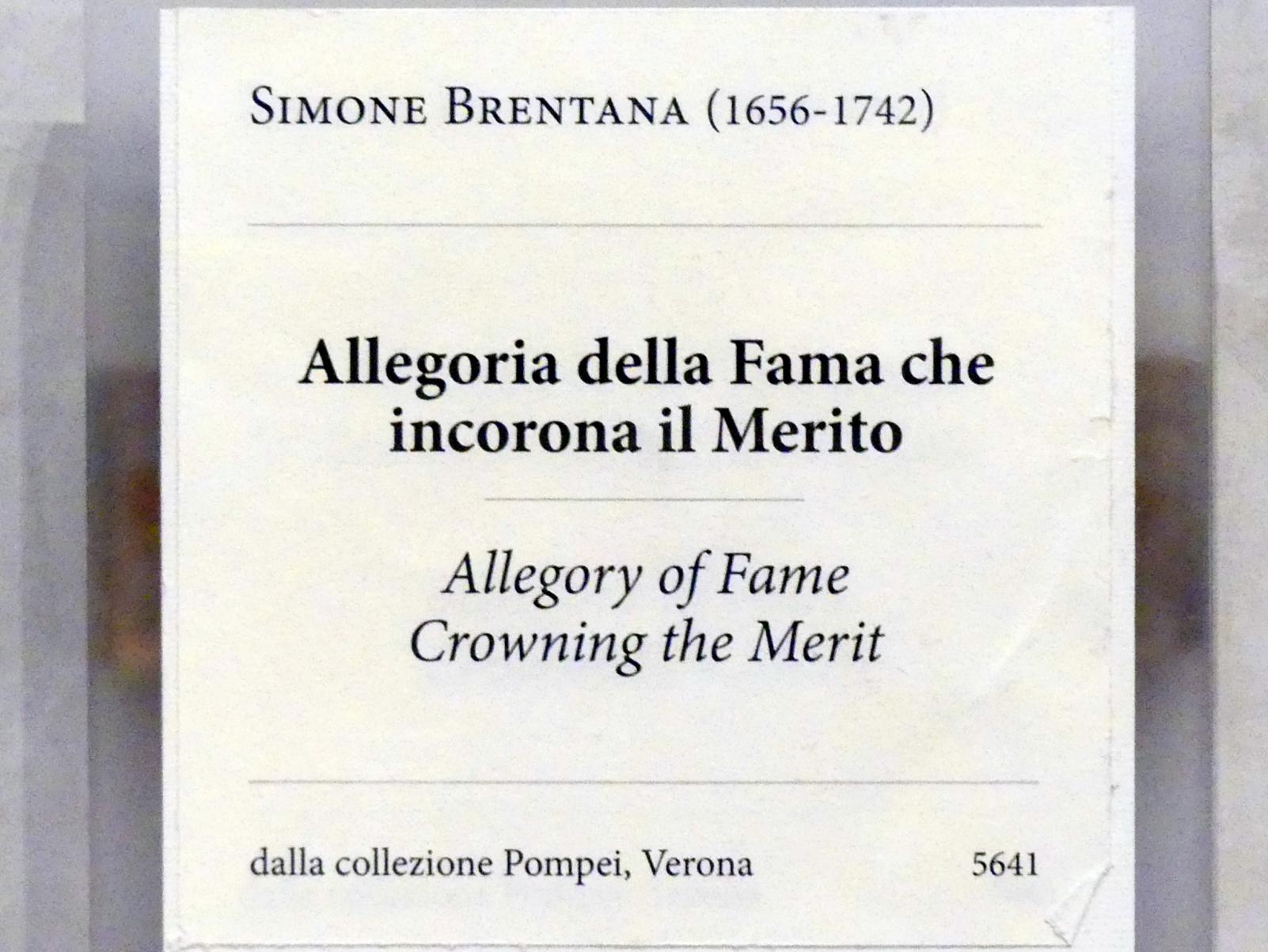 Simone Brentana (Undatiert), Allegorie auf den Ruhm der Krönung der Meriten, Verona, Chiesa di San Daniele, jetzt Verona, Museo di Castelvecchio, Saal 26, Undatiert, Bild 2/2