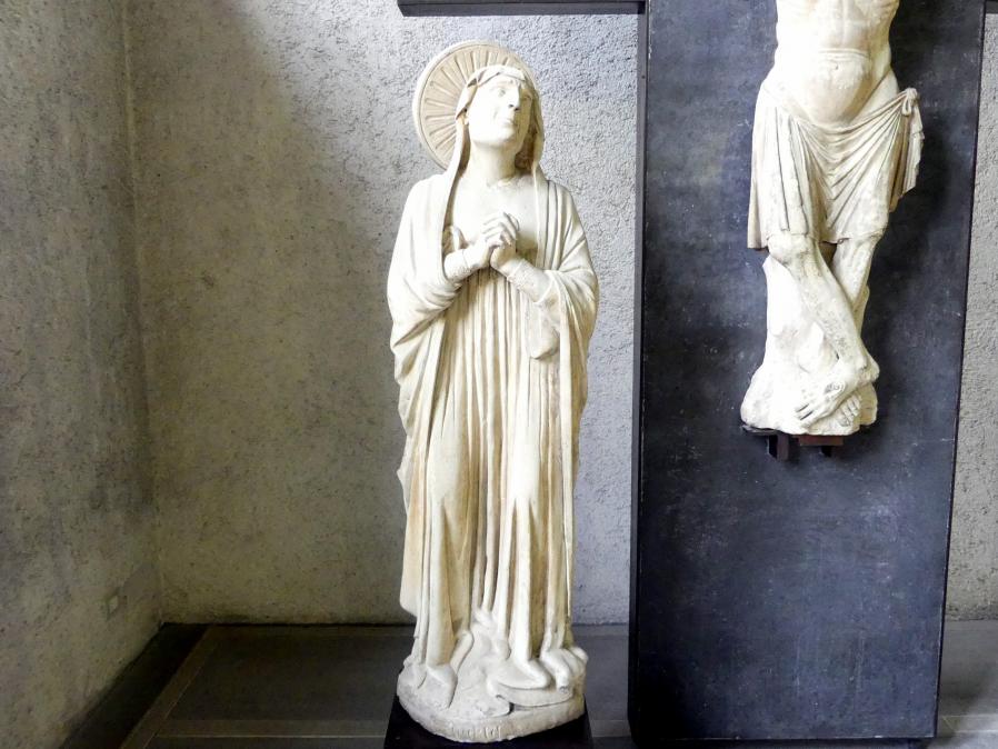 Maestro di Sant'Anastasia (1325–1350), Kreuzigungsgruppe, Verona, Chiesa dei Santi Giacomo e Lazzaro alla Tomba, jetzt Verona, Museo di Castelvecchio, Saal 4, 1. Hälfte 14. Jhd., Bild 2/7