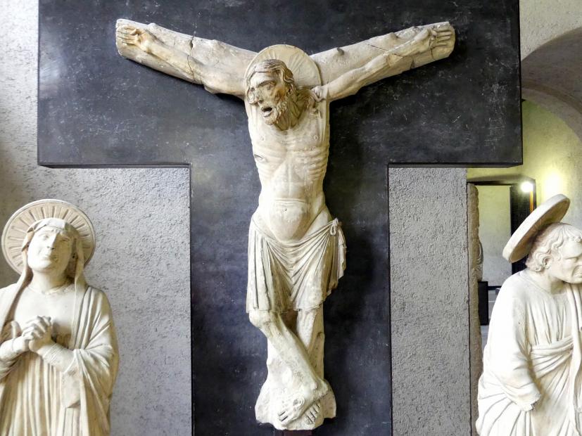 Maestro di Sant'Anastasia (1325–1350), Kreuzigungsgruppe, Verona, Chiesa dei Santi Giacomo e Lazzaro alla Tomba, jetzt Verona, Museo di Castelvecchio, Saal 4, 1. Hälfte 14. Jhd., Bild 4/7