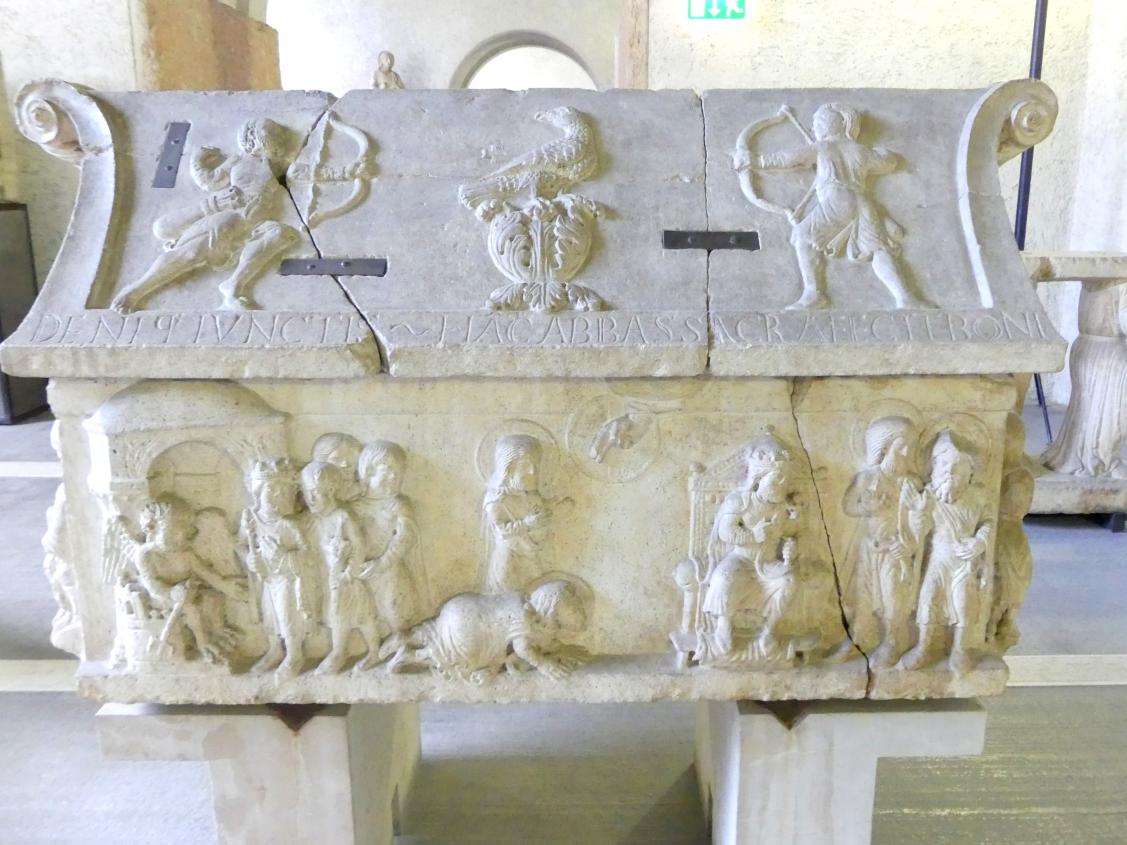 Sarkophag mit den Heiligen Sergius und Bacchus, Nogara, monastero di San Silvestro, jetzt Verona, Museo di Castelvecchio, Saal 1, 1179, Bild 2/3