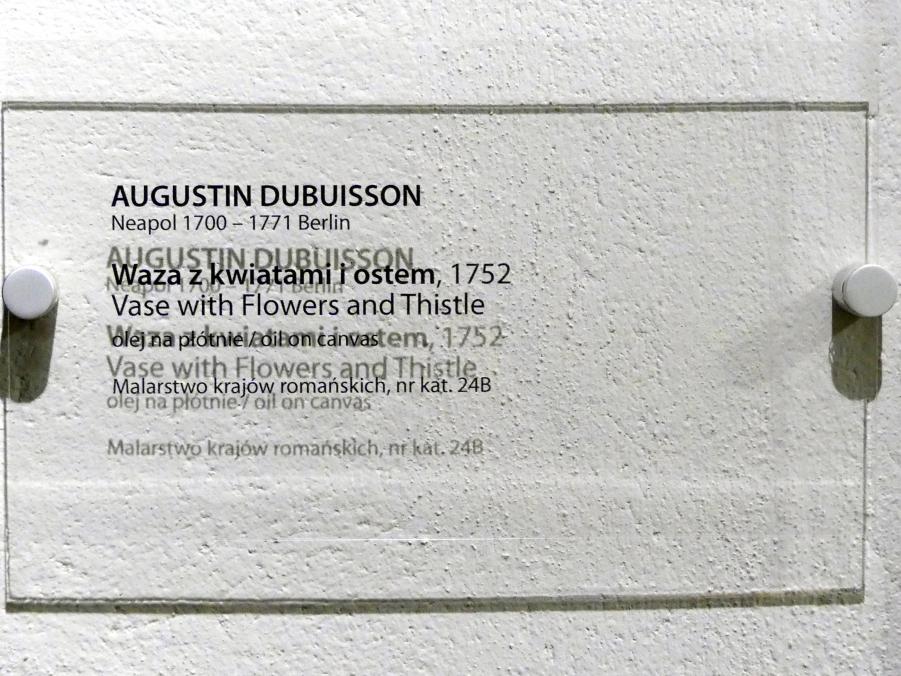 Augustin Dubuisson (1752), Vase mit Blumen und Distel, Breslau, Nationalmuseum, 2. OG, Korridor, 1752, Bild 2/2