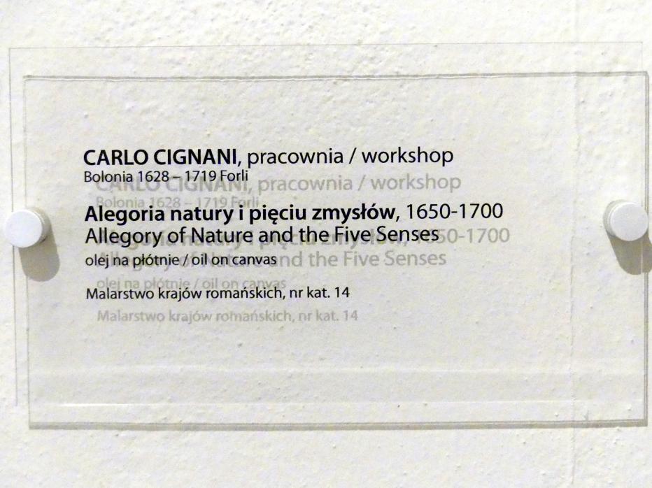 Carlo Cignani (Werkstatt) (1675), Allegorie der Natur und der fünf Sinne, Breslau, Nationalmuseum, 2. OG, Korridor, 2. Hälfte 17. Jhd., Bild 2/2