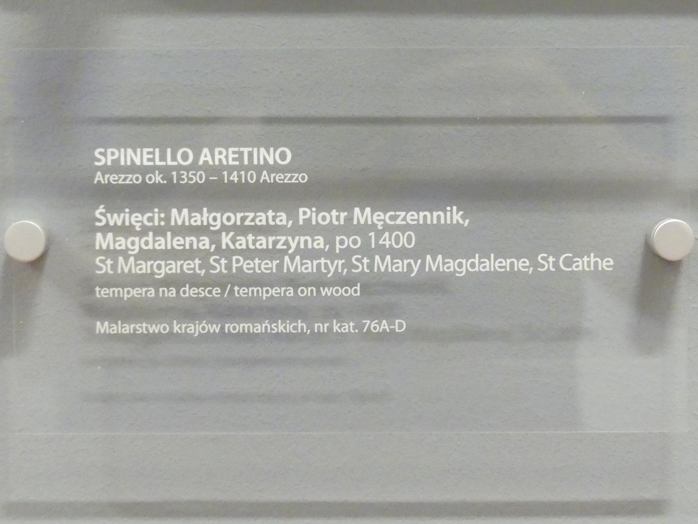 Spinello Aretino (1401), Die heiligen Margareta, Petrus Martyr, Maria Magdalena und Katharina, Breslau, Nationalmuseum, 2. OG, europäische Kunst 15.-20. Jhd., Saal 1, nach 1400, Bild 2/2