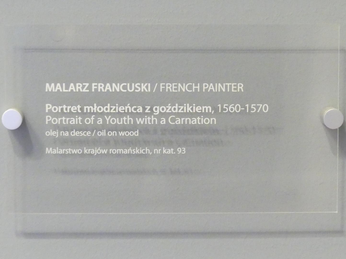 Porträt eines Jünglings mit einer Nelke, Breslau, Nationalmuseum, 2. OG, europäische Kunst 15.-20. Jhd., Saal 4, 1560–1570, Bild 2/2