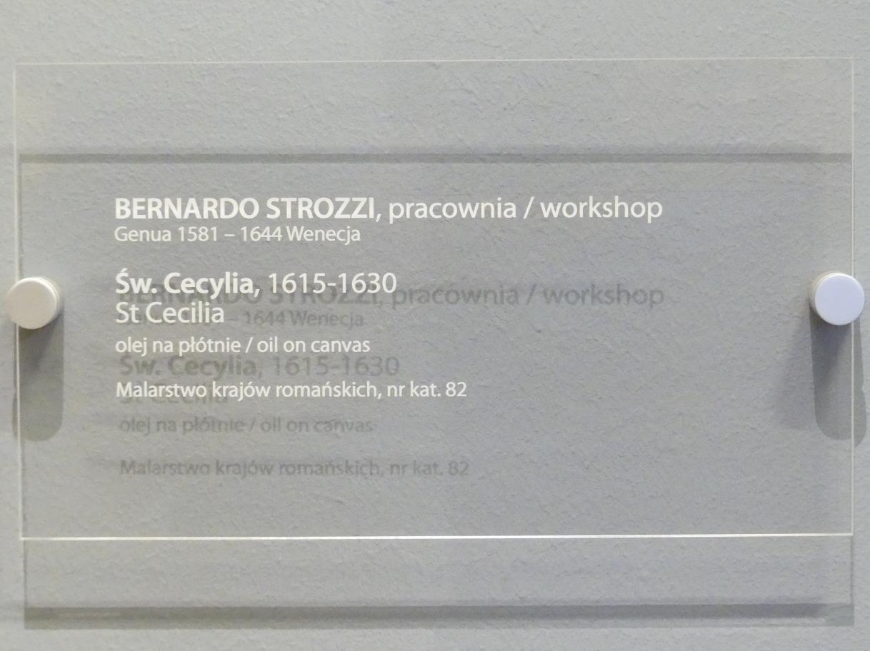 Bernardo Strozzi (Werkstatt) (1622–1627), Heilige Cäcilia, Breslau, Nationalmuseum, 2. OG, europäische Kunst 15.-20. Jhd., Saal 5, 1615–1630, Bild 2/2