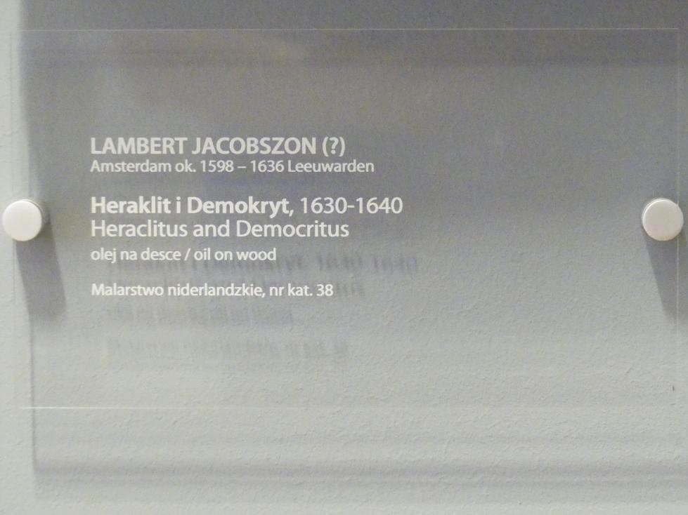 Lambert Jacobszon (1636), Heraklit und Demokrit, Breslau, Nationalmuseum, 2. OG, europäische Kunst 15.-20. Jhd., Saal 7, 1630–1640, Bild 2/2