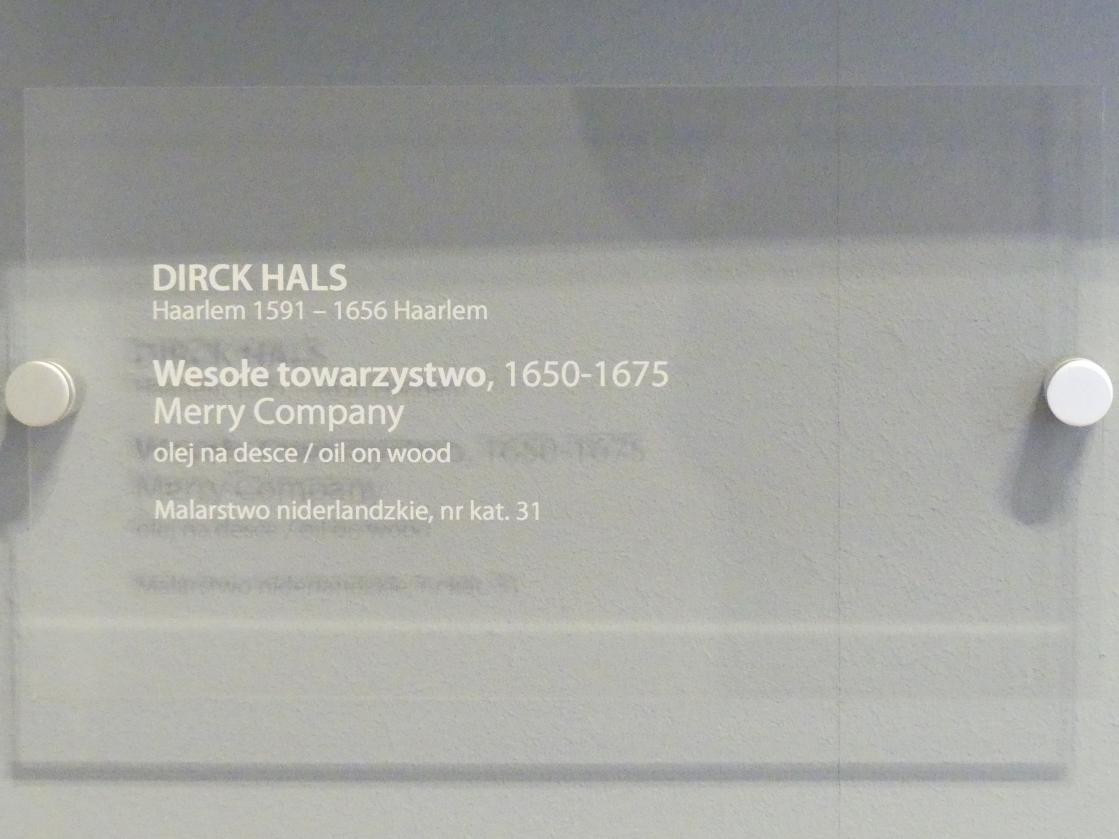 Dirck Hals (1620–1656), Fröhliche Gesellschaft, Breslau, Nationalmuseum, 2. OG, europäische Kunst 15.-20. Jhd., Saal 7, 3. Viertel 17. Jhd., Bild 2/2