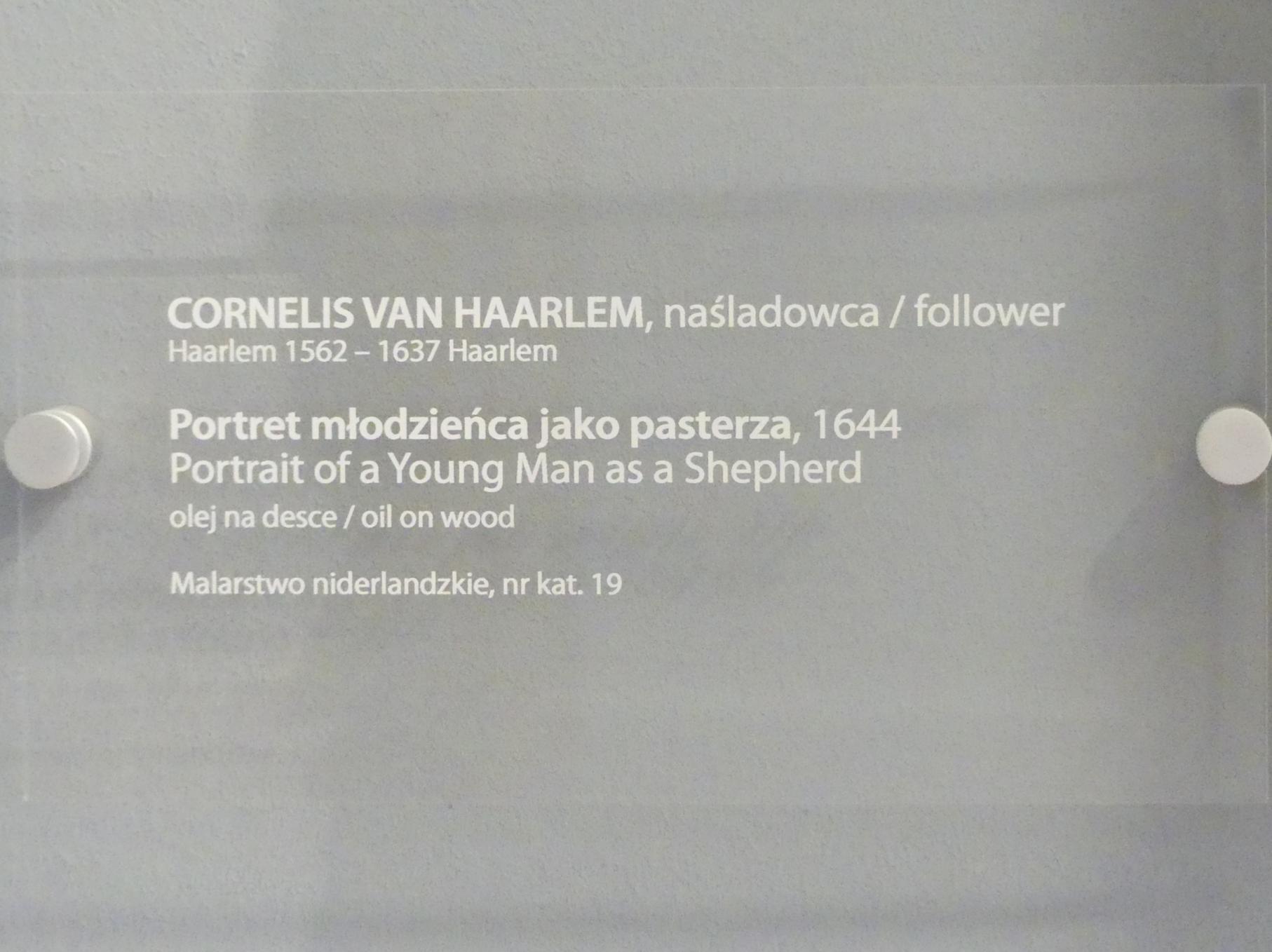 Cornelis van Haarlem (Nachfolger) (1644), Porträt eines jungen Mannes als Hirte, Breslau, Nationalmuseum, 2. OG, europäische Kunst 15.-20. Jhd., Saal 8, 1644, Bild 2/2