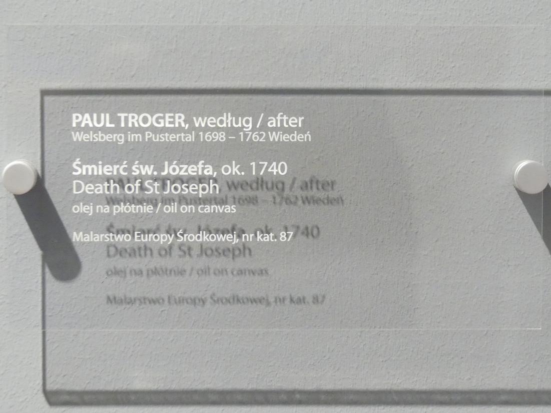 Paul Troger (Nachfolger) (1740), Tod des Heiligen Josef, Breslau, Nationalmuseum, 2. OG, europäische Kunst 15.-20. Jhd., Saal 11, um 1740, Bild 2/2