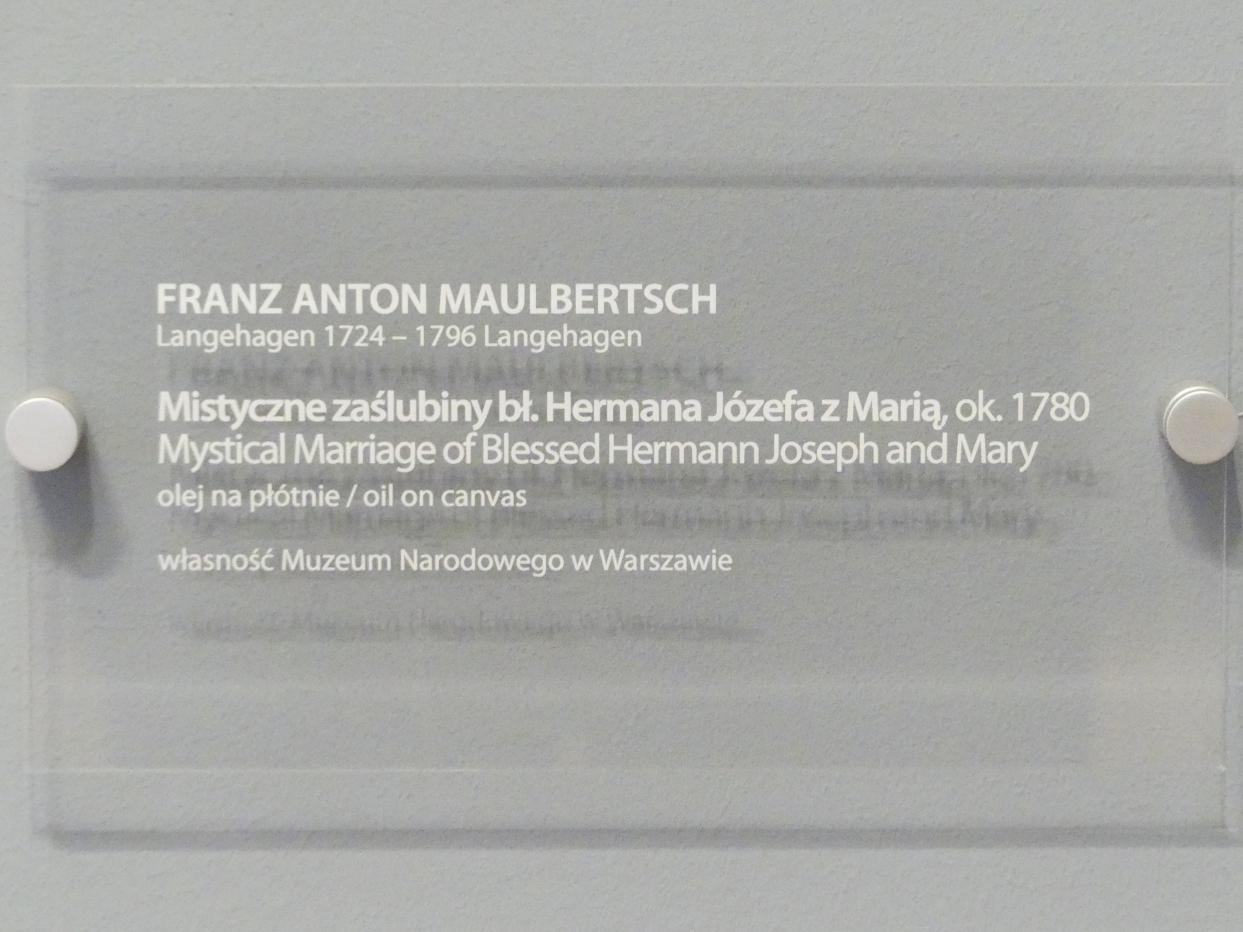 Franz Anton Maulbertsch (1749–1794), Mystische Verlobung des seligen Hermann Joseph mit Maria, Breslau, Nationalmuseum, 2. OG, europäische Kunst 15.-20. Jhd., Saal 12, um 1780, Bild 2/2