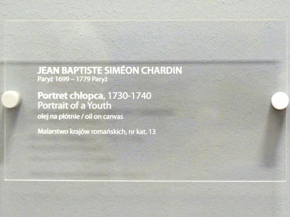 Jean Siméon Chardin (1725–1768), Porträt eines Jünglings, Breslau, Nationalmuseum, 2. OG, europäische Kunst 15.-20. Jhd., Saal 12, 1730–1740, Bild 2/2