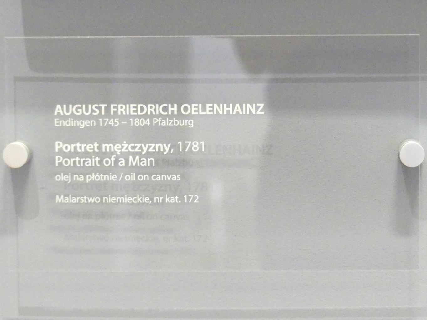 August Friedrich Oelenhainz (1781–1793), Porträt eines Mannes, Breslau, Nationalmuseum, 2. OG, europäische Kunst 15.-20. Jhd., Saal 13, 1781, Bild 2/2
