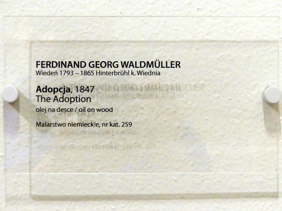 Ferdinand Georg Waldmüller (1819–1864), Die Adoption, Breslau, Nationalmuseum, 2. OG, europäische Kunst 15.-20. Jhd., Saal 14, 1847, Bild 2/2