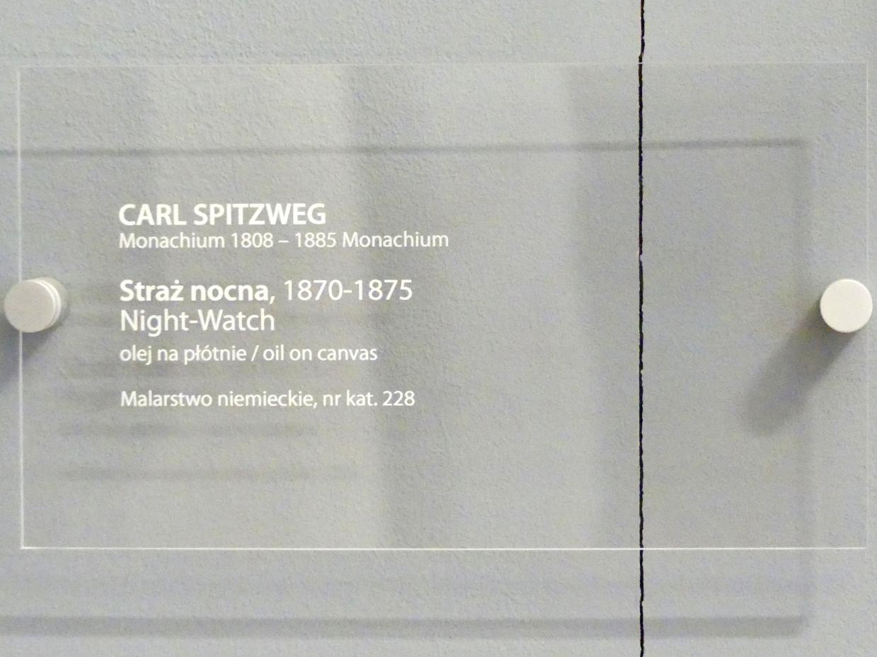 Carl Spitzweg (1835–1880), Nachtwache, Breslau, Nationalmuseum, 2. OG, europäische Kunst 15.-20. Jhd., Saal 16, 1870–1875, Bild 3/3