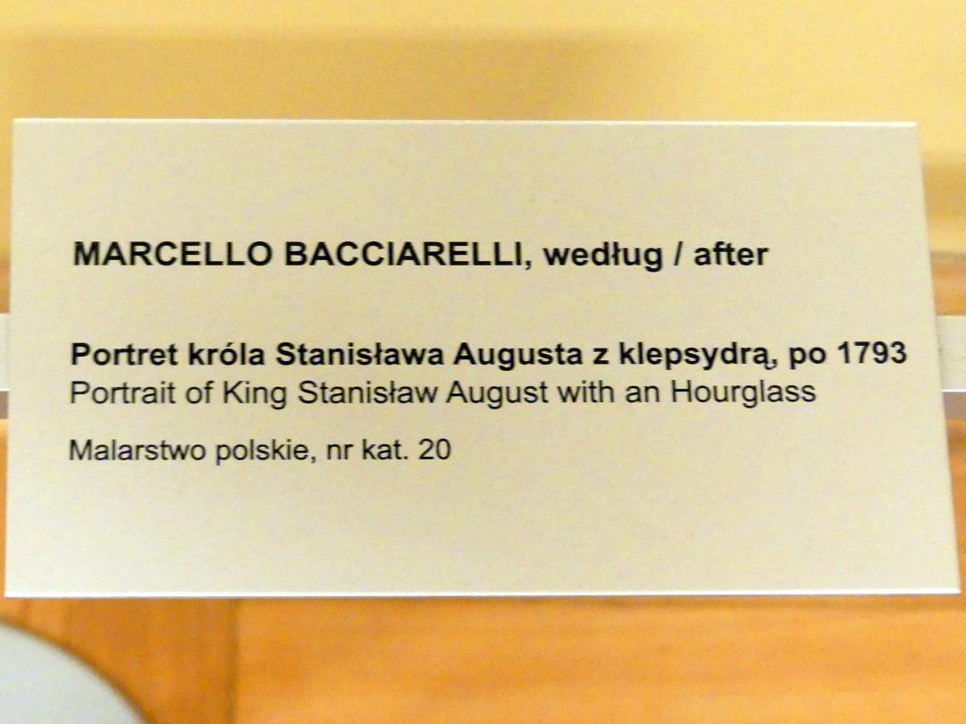 Marcello Bacciarelli (Nachfolger) (1794), Porträt des Königs Stanislaus II. August mit einer Sanduhr, Breslau, Nationalmuseum, 2. OG, polnische Kunst 17.-19. Jhd., Saal 1, nach 1793, Bild 2/2