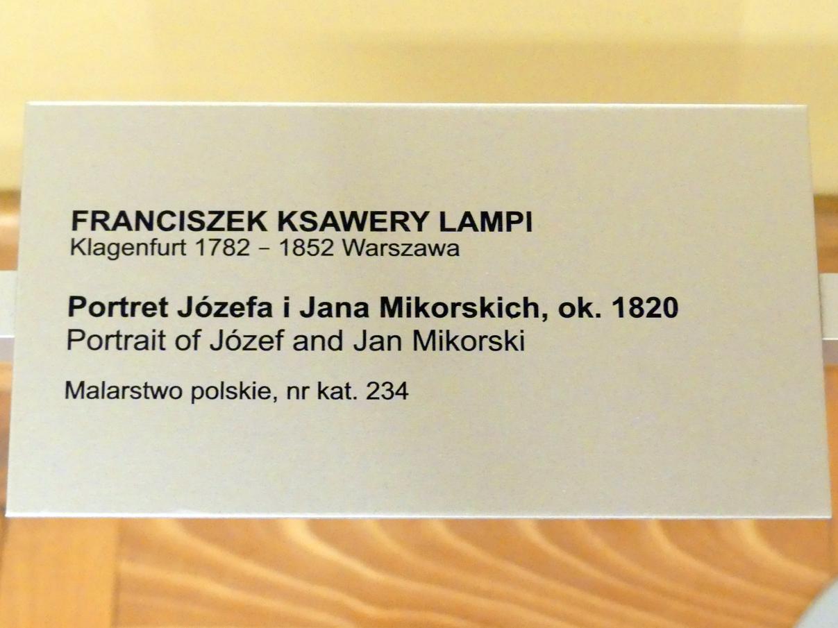 Franz Xaver Lampi (1820), Porträt von Josef und Jan Mikorski, Breslau, Nationalmuseum, 2. OG, polnische Kunst 17.-19. Jhd., Saal 2, um 1820, Bild 2/2