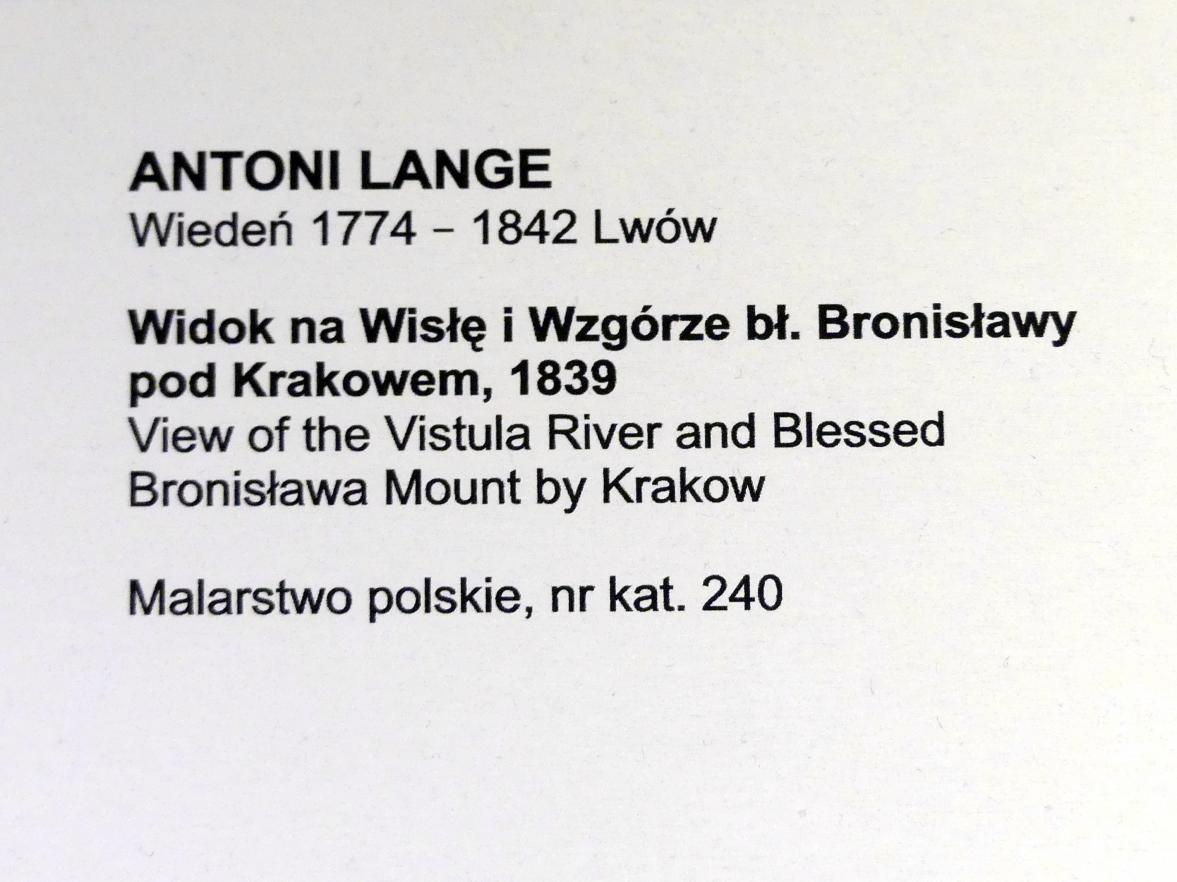 Antoni Lange (1839), Blick auf Weichsel und Sankt-Bronisława-Anhöhe bei Krakau, Breslau, Nationalmuseum, 2. OG, polnische Kunst 17.-19. Jhd., Saal 3, 1839, Bild 2/2