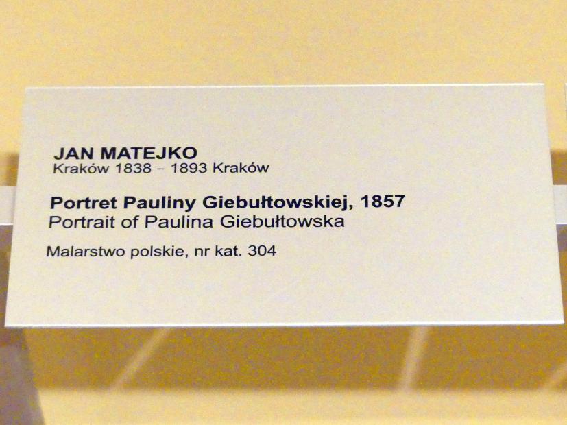 Jan Matejko (1857–1893), Porträt der Paulina Giebułtowska, Breslau, Nationalmuseum, 2. OG, polnische Kunst 17.-19. Jhd., Saal 5, 1857, Bild 2/2