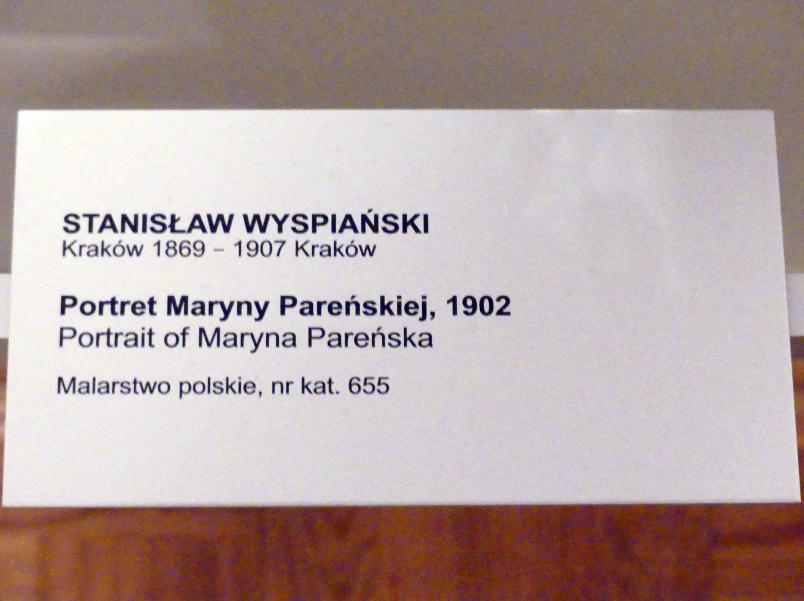 Stanisław Wyspiański (1893–1902), Porträt der Maryna Pareńska, Breslau, Nationalmuseum, 1. OG, schlesische Kunst 17.-19. Jhd., Saal 10, 1902, Bild 2/2