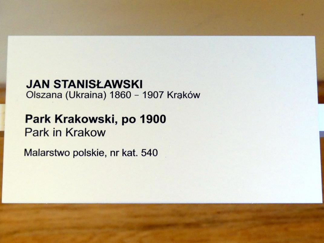 Jan Stanisławski (1884–1905), Park in Krakau, Breslau, Nationalmuseum, 1. OG, schlesische Kunst 17.-19. Jhd., Saal 4, nach 1900, Bild 2/2