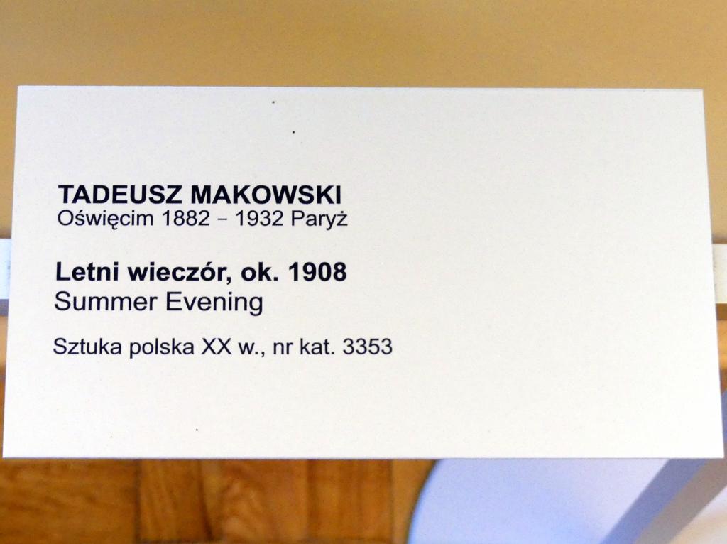 Tadeusz Makowski (1907–1908), Sommerabend, Breslau, Nationalmuseum, 1. OG, schlesische Kunst 17.-19. Jhd., Saal 4, um 1908, Bild 2/2