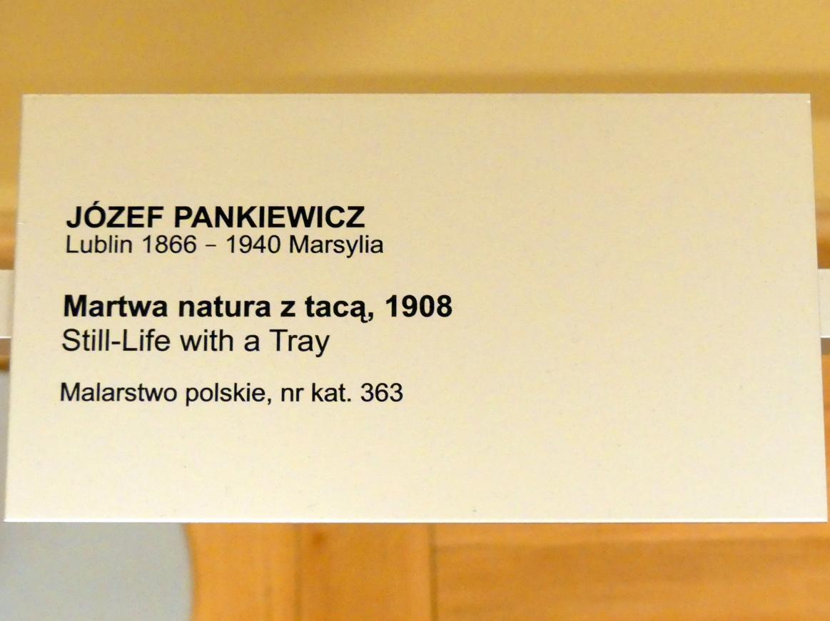 Józef Pankiewicz (1890–1926), Stillleben mit Tablett, Breslau, Nationalmuseum, 1. OG, schlesische Kunst 17.-19. Jhd., Saal 5, 1908, Bild 2/2