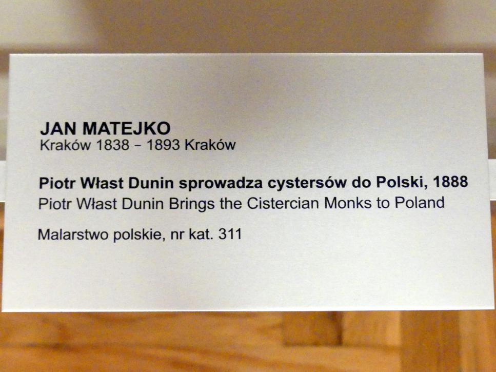 Jan Matejko (1857–1893), Piotr Włast holt die Zisterzienser nach Polen, Breslau, Nationalmuseum, 1. OG, schlesische Kunst 17.-19. Jhd., Saal 8, 1888, Bild 2/2