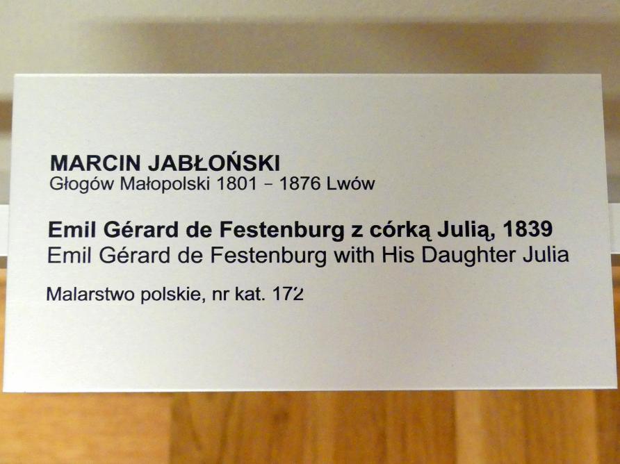 Marcin Jabłoński (1839), Emil Gérard de Festenburg mit seiner Tochter Julia, Breslau, Nationalmuseum, 1. OG, schlesische Kunst 17.-19. Jhd., Saal 8, 1839, Bild 2/2