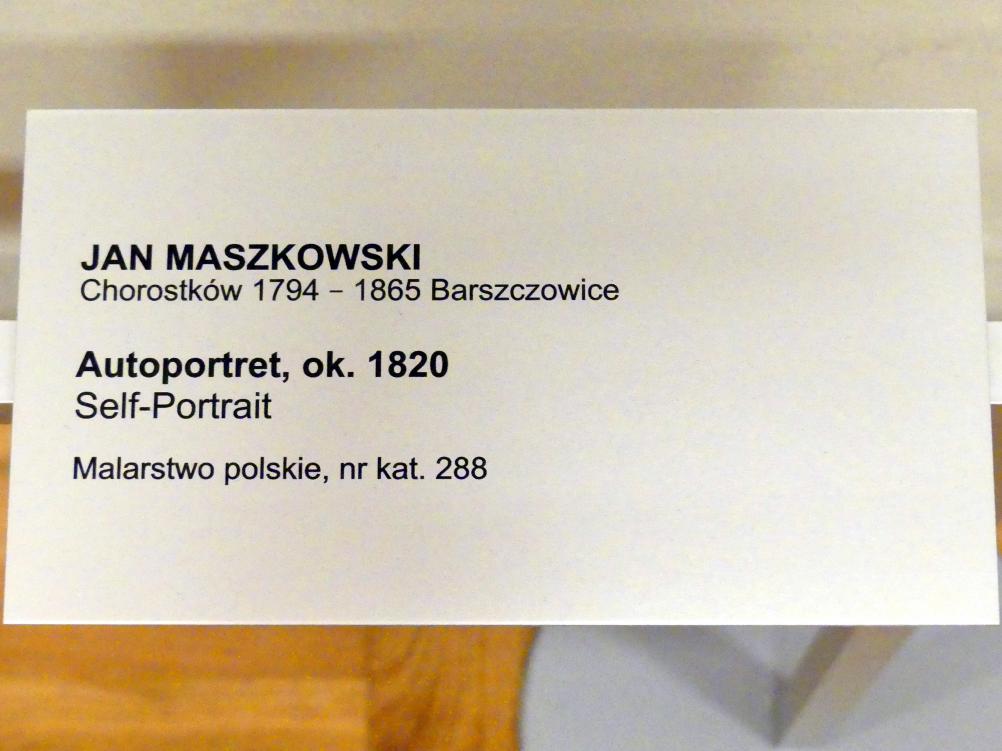 Jan Maszkowski (1820–1844), Selbstporträt, Breslau, Nationalmuseum, 1. OG, schlesische Kunst 17.-19. Jhd., Saal 8, um 1820, Bild 2/2