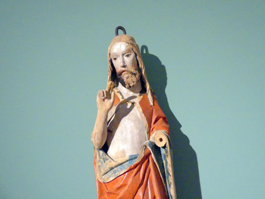 Meister des Liegnitzer Polyptychons der Jungfrau Maria und der hll. Peter und Paul (Werkstatt) (1473–1475), Auferstandener Christus, Breslau, Nationalmuseum, 1. OG, schlesische Kunst 14.-16. Jhd., Korridor, 1470–1480, Bild 2/3